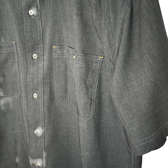 Orvis Active Fit Black Short Sleeve Performance Button Down Shirt Medium - Picture 2 of 8